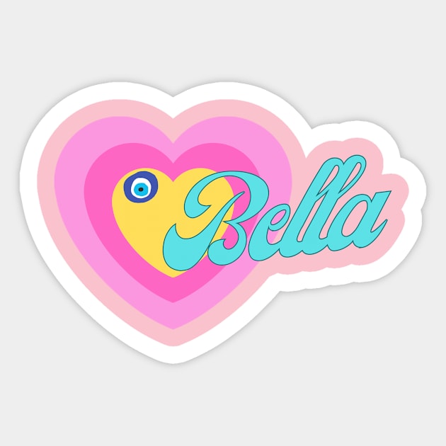 Bella in Colorful Heart Illustration Sticker by jetartdesign